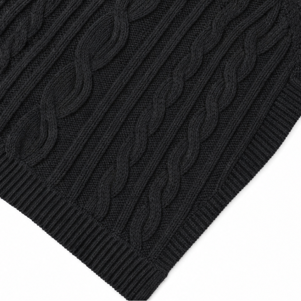 Cabelune – Cable-Knit Asymmetric Poncho Sweater