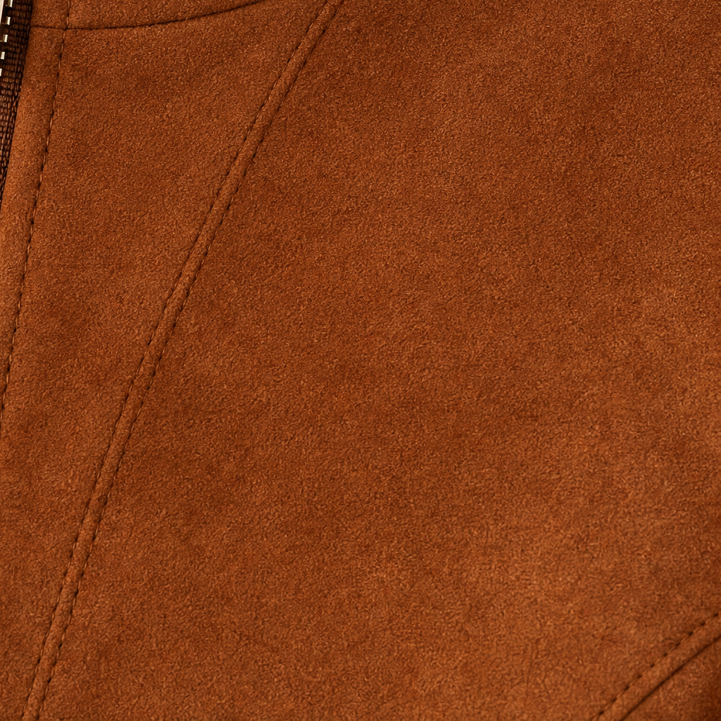 Suedeway – Zip-Front Suede-Look Maxi Dress
