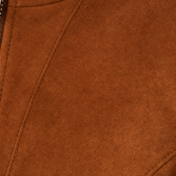 Suedeway – Zip-Front Suede-Look Maxi Dress