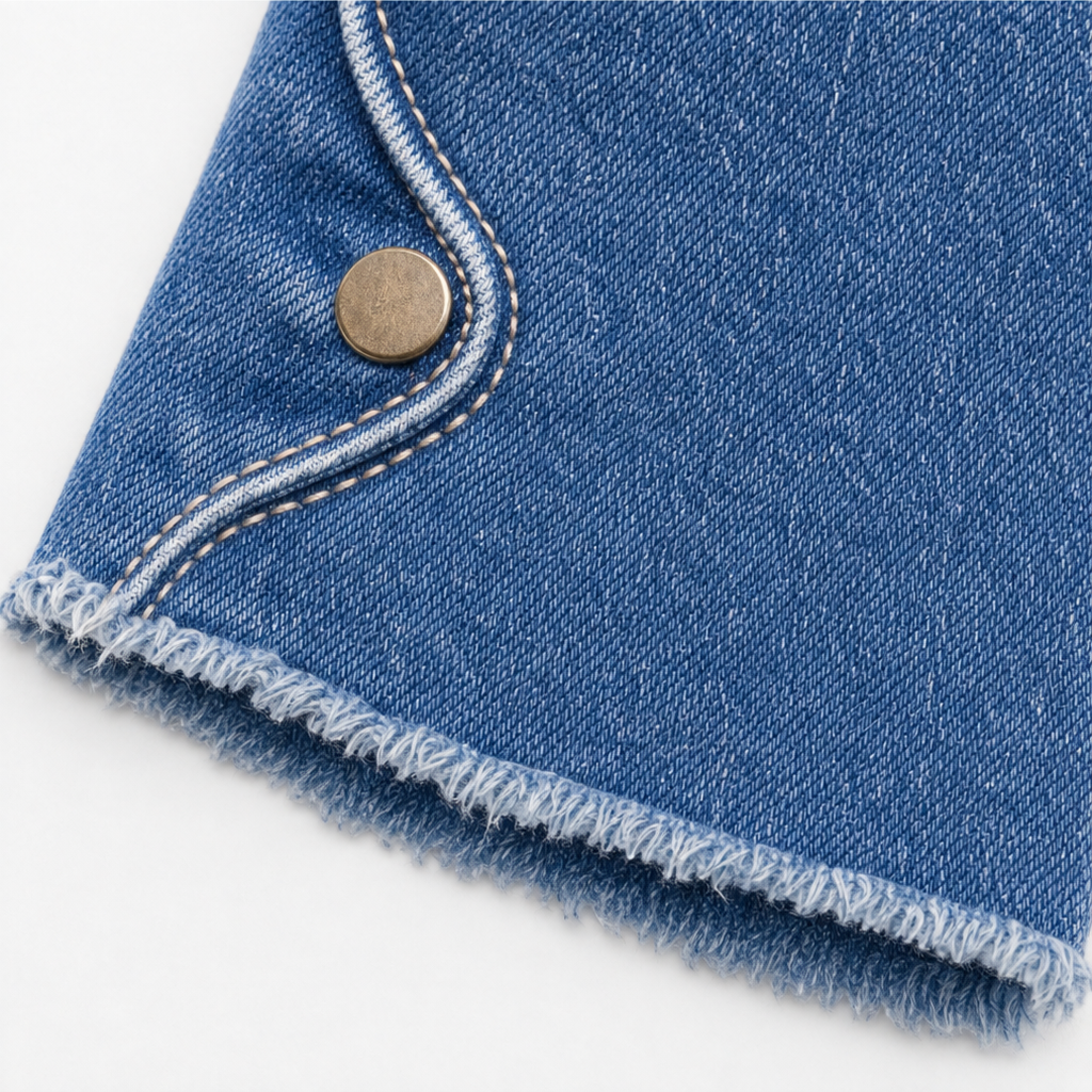 Flarelle – High-Waisted Scalloped Side-Button Flare Jeans