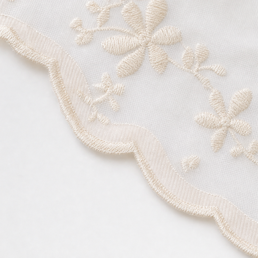 Wisplin – Embroidered Floral Tie-Up Sheer Curtain
