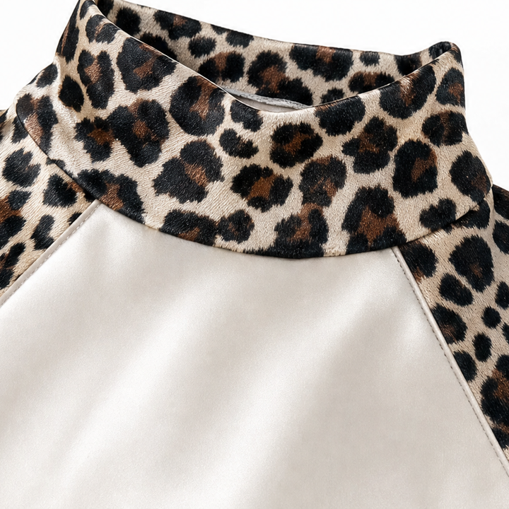 Lunavia – Leopard-Panel Satin-Look Midi Dress