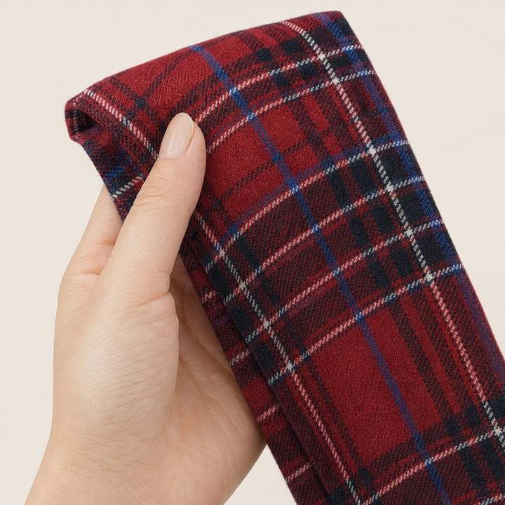 Plaidelle – Cowl-Neck Plaid Stretch Top