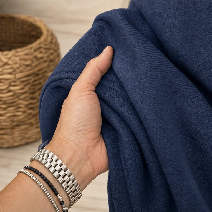 Placket & Poise – Three-Button Hooded Sweatshirt