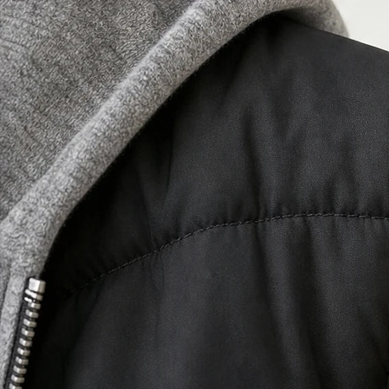 Layerelle – Quilted Panel Hooded Knit Jacket