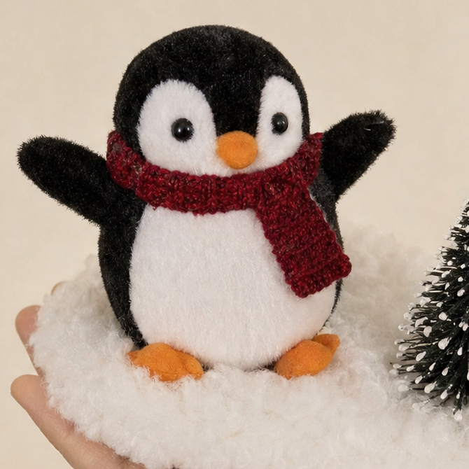 Snowy Stairway – Penguin Faux Snow Staircase Garland