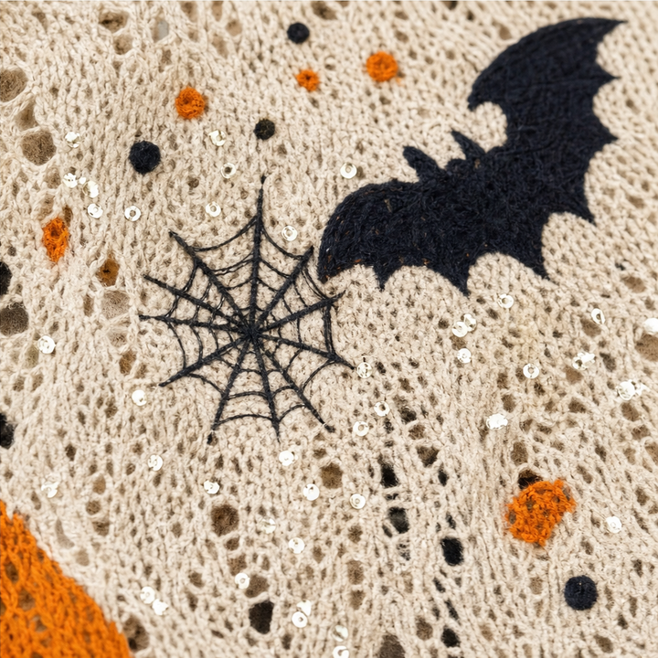 Harvestknit – Pumpkin And Bat Intarsia Knit Sweater