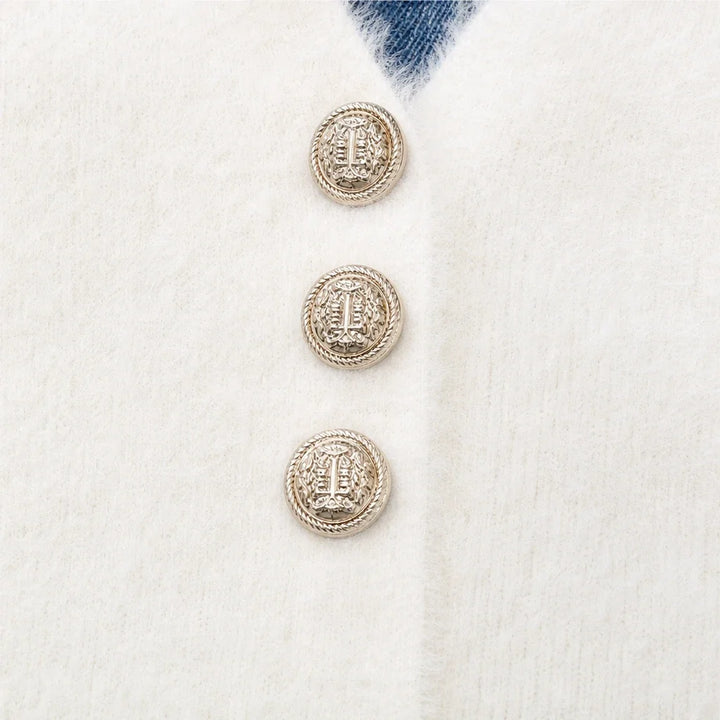 Layerelle – Denim Patchwork Faux Two-Piece Cardigan