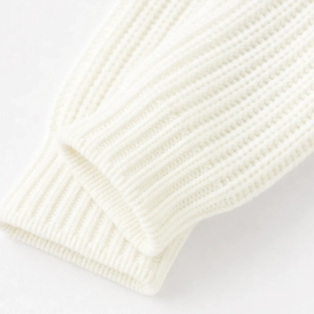 Veluna – Textured Off-The-Shoulder Button Knit Pullover