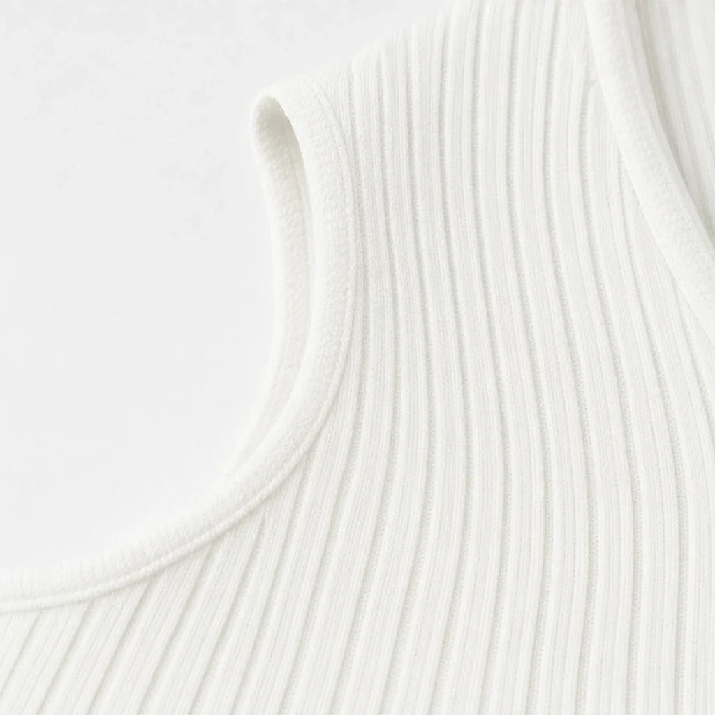 Veloura – Twist V-Neck Ribbed Cold-Shoulder Top