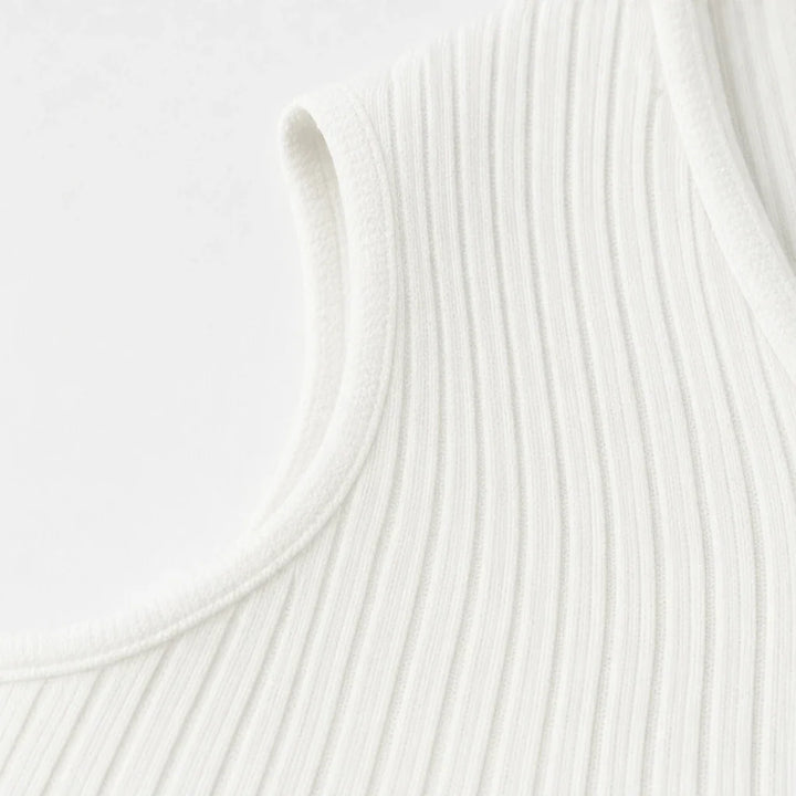 Veloura – Twist V-Neck Ribbed Cold-Shoulder Top