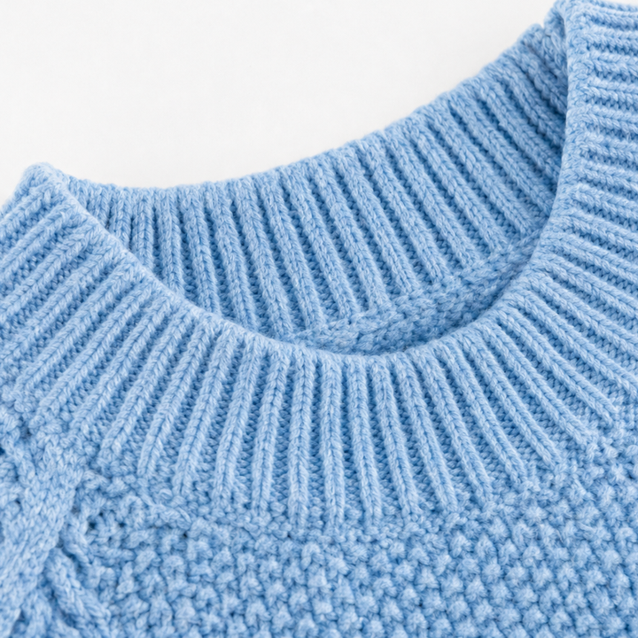Cozyelle – Hollow-Out Cable-Knit Sleeve Sweater