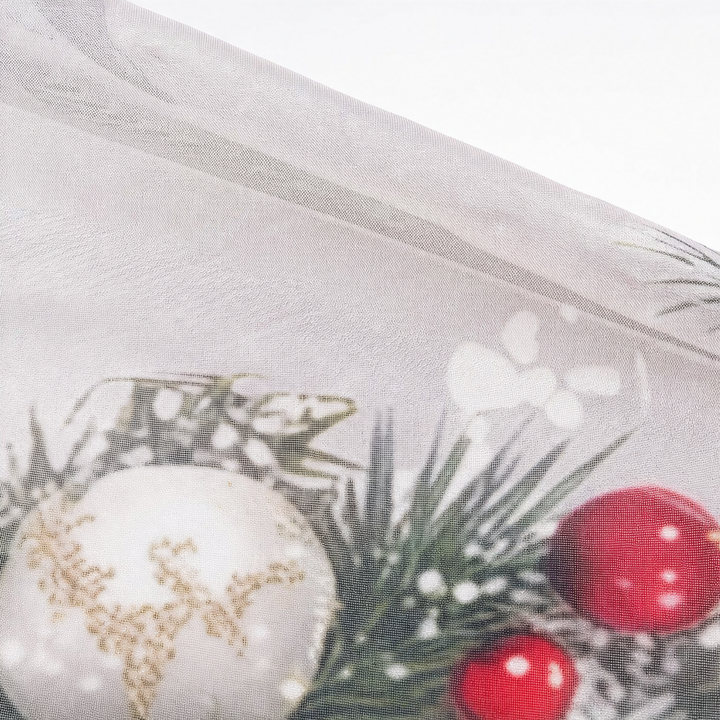 Yuletide Glow – Christmas Print Semi-Sheer Curtain Panels