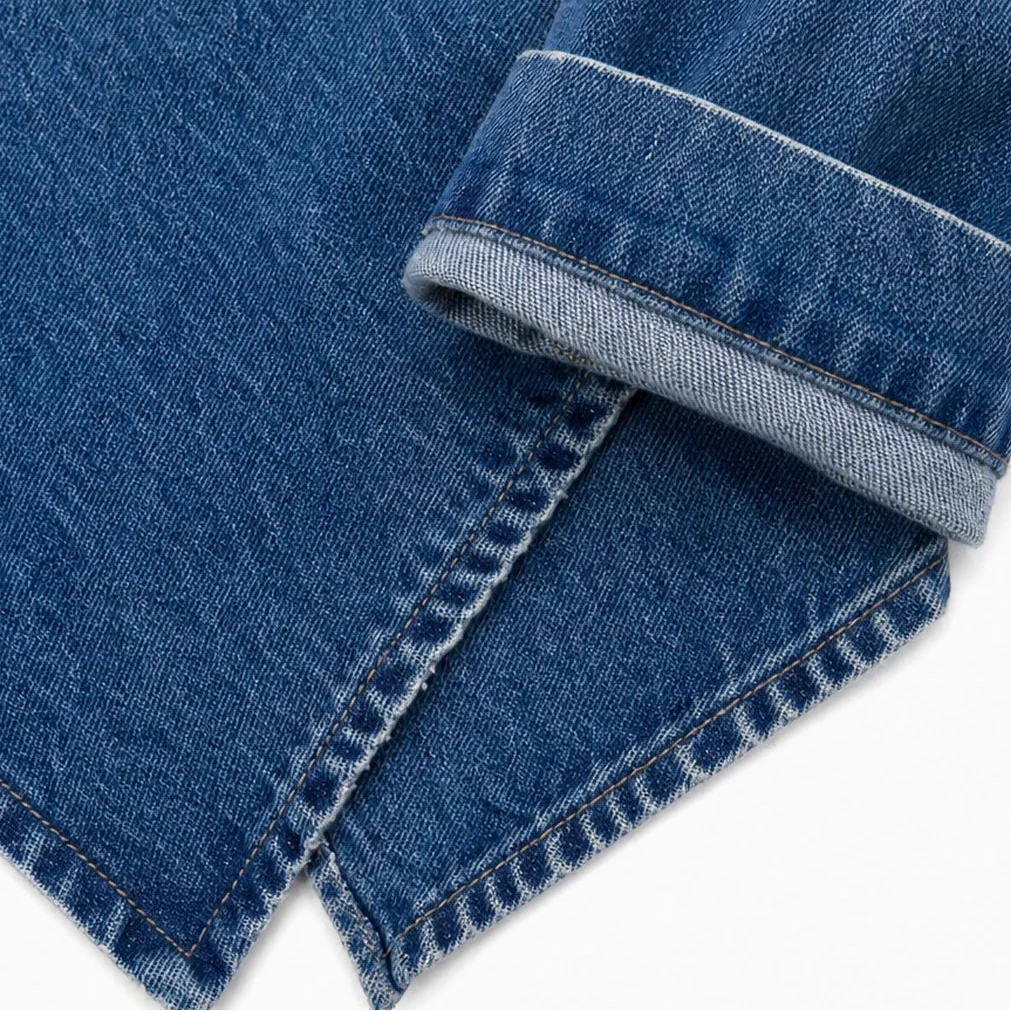 Angled Denim – Asymmetric Button Stand-Collar Denim-Look Jacket