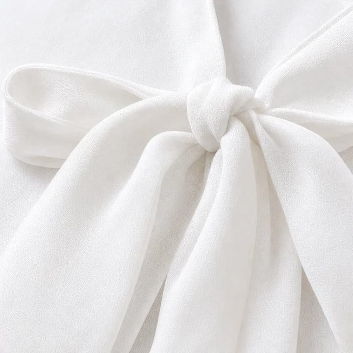 Vintelle – Lace Collar Tie-Neck Chiffon Blouse