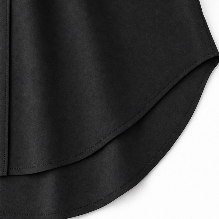 Drapeelle – Satin Button-Front Shirt Dress