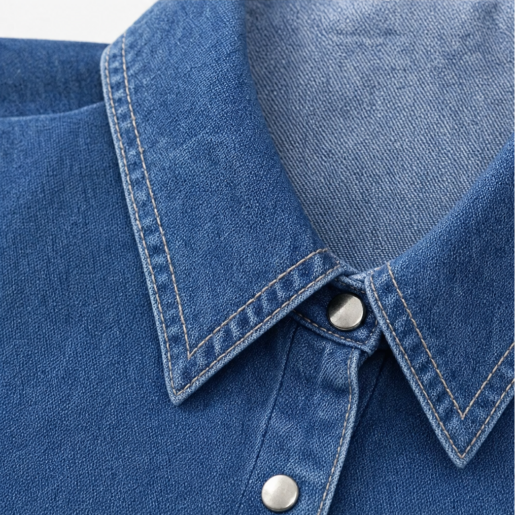 Easewell – Lightweight Denim-Look Midi Shirt Dress