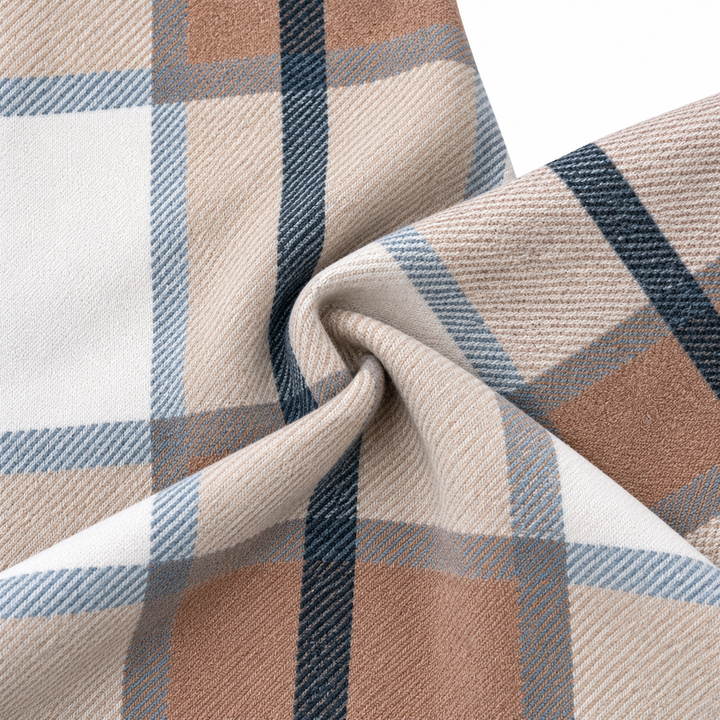 Plaidwell – Drawstring V-Neck Hooded Plaid Top