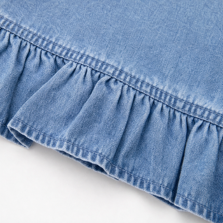 Ruffledenim – Ruffle-Trim Open-Front Denim Look Cardigan