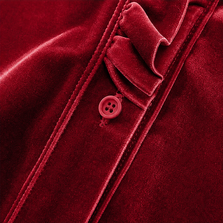 Rufflet – Ruffled V-Neck Velvet Blouse