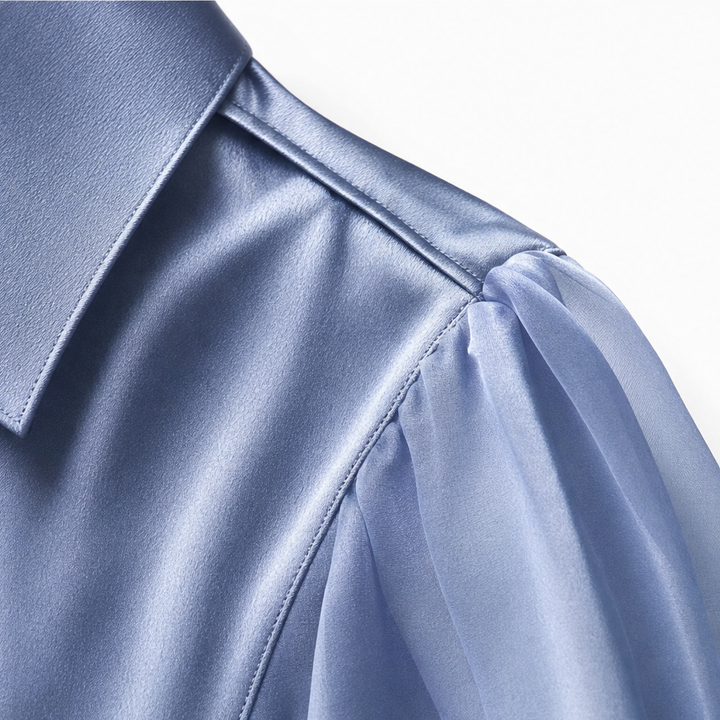 Satina Rose – Satin Chiffon Look Sheer Like Sleeve Blouse