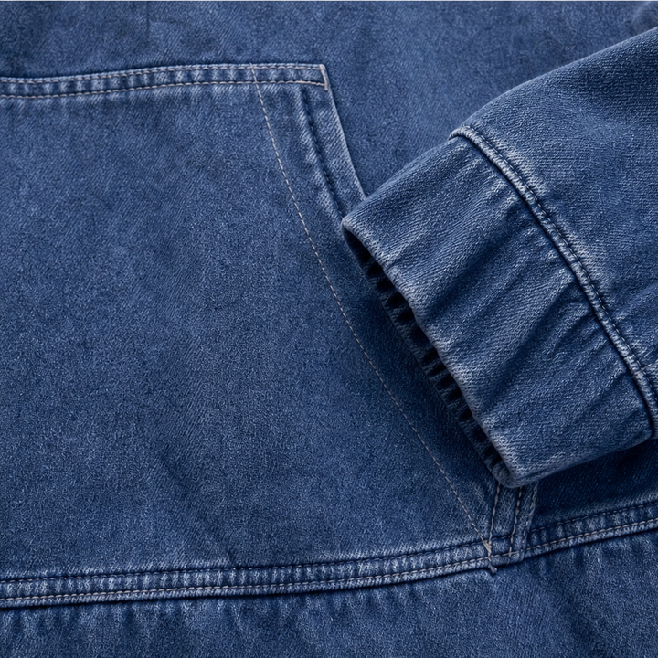 Denim Ease – Washed Oversized Denim-Look Hoodie