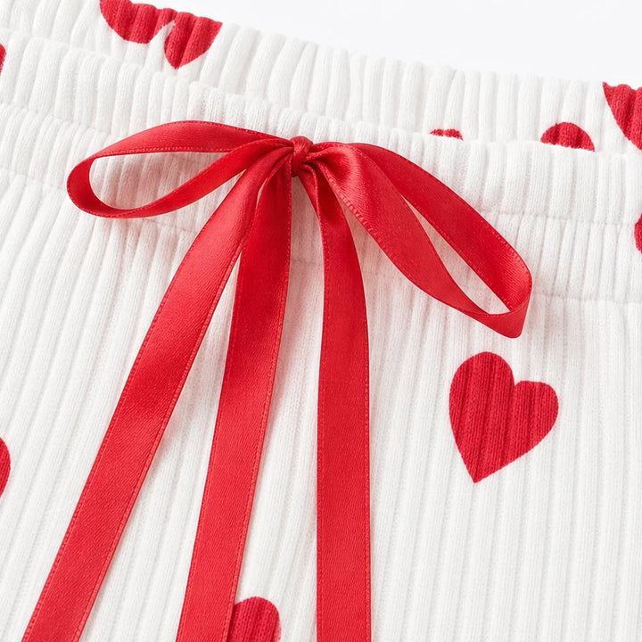Heart Haven – Heart Print Ribbed Camisole Pajama Set