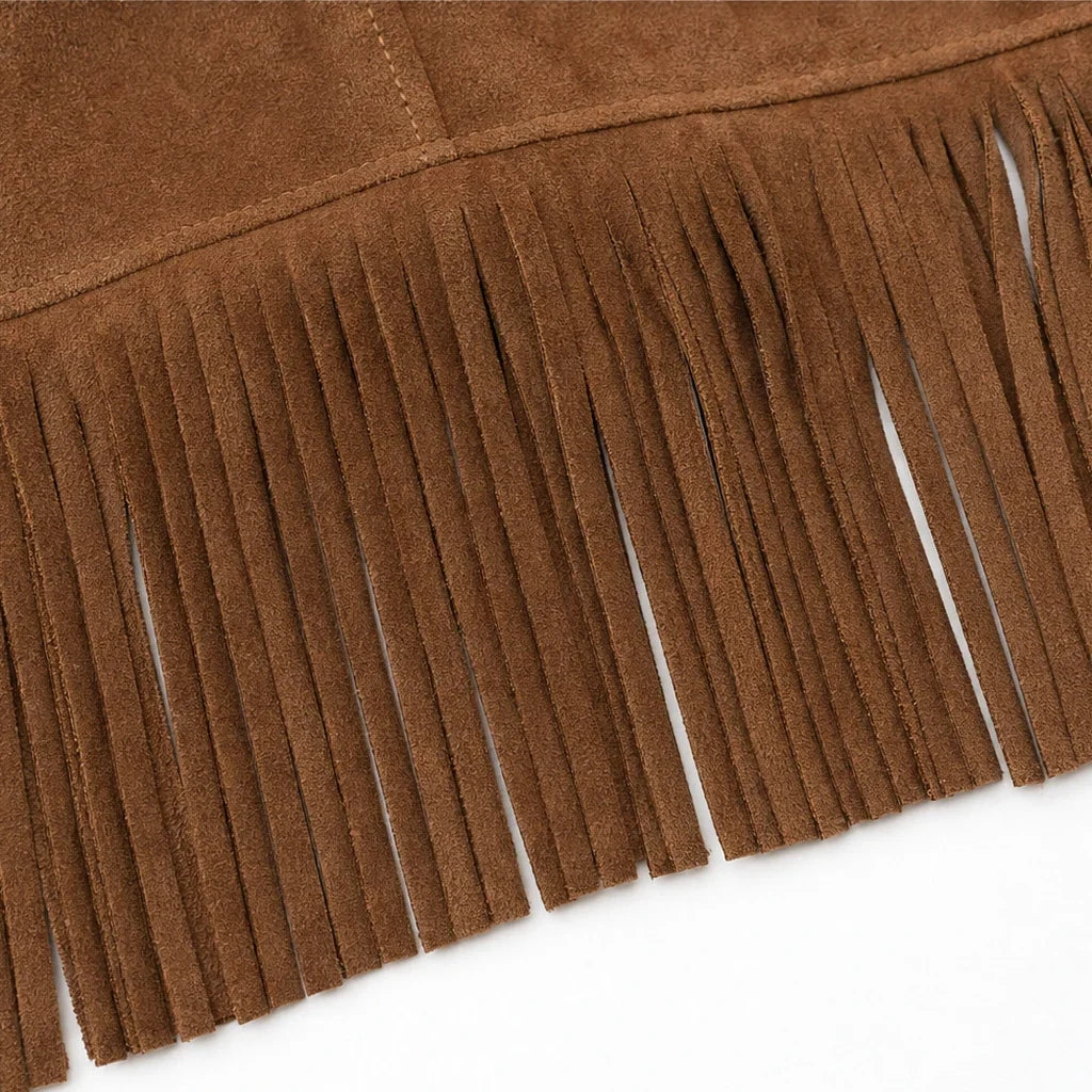 Juniper Fringe Dress – Button-Front Fringe-Hem Western Dress