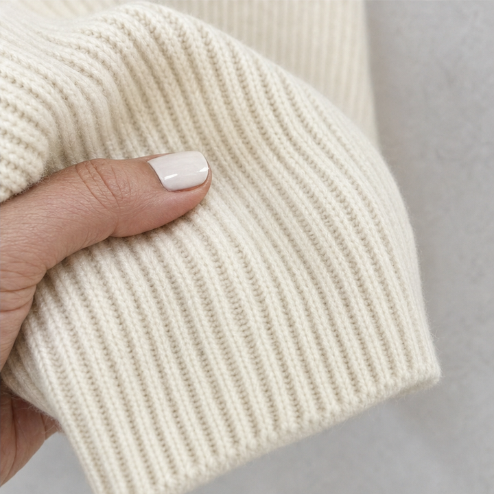 Ribella – Ribbed Draped Cowl-Neck Knit Top