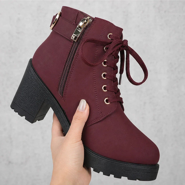 Stridewell – Buckle Lace-Up Chunky Platform Ankle Boots