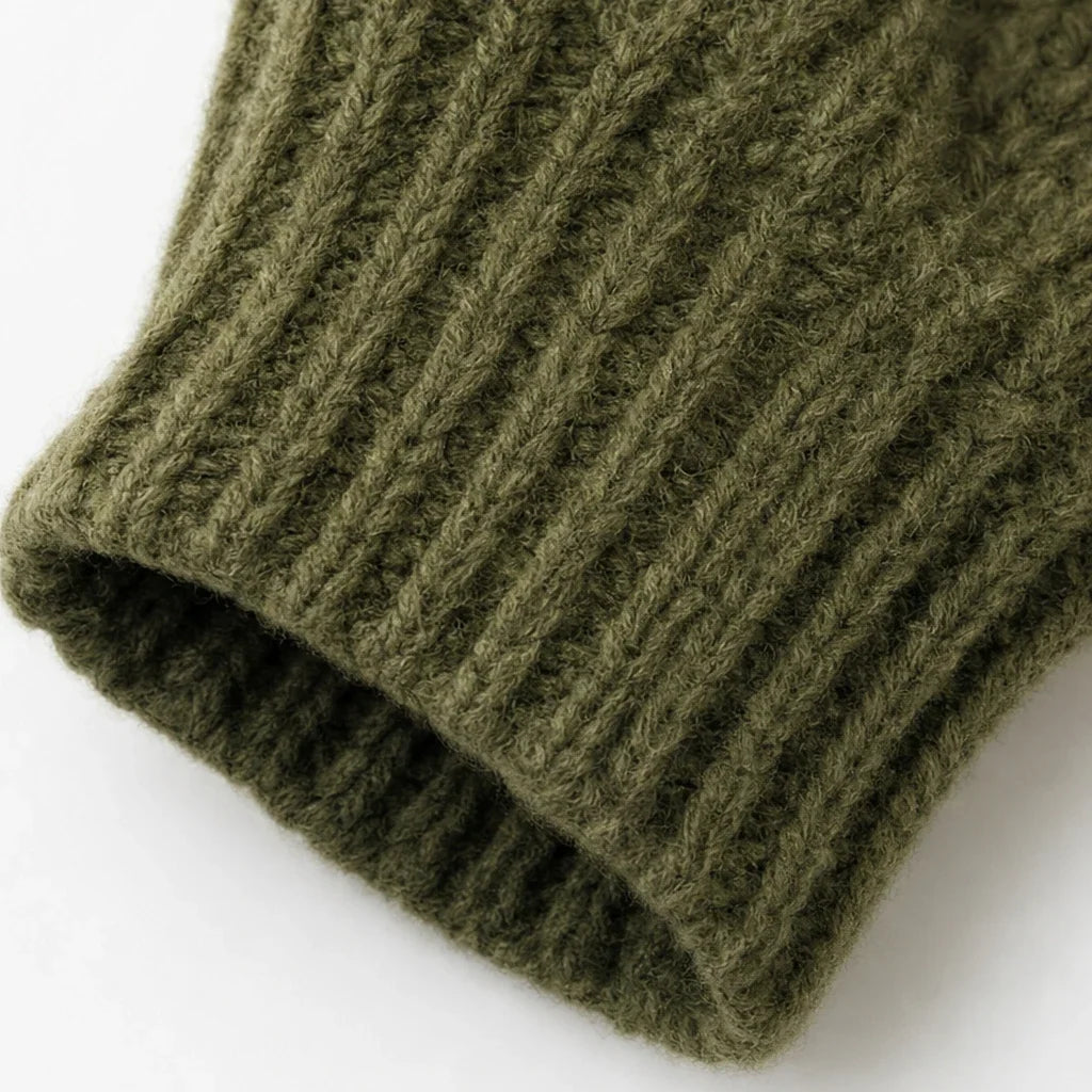 Aurelle – Gold Button Shoulder Knit Turtleneck Sweater