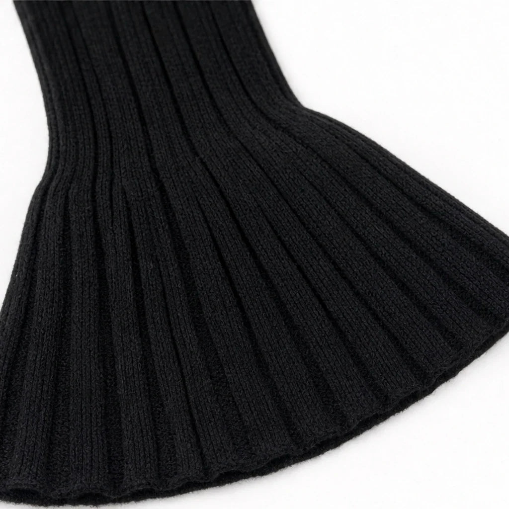 Cowlora – Draped Cowl-Neck Ribbed Button Sweater