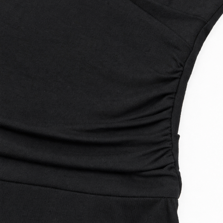 Veloura – Deep V-Neck Lace-Sleeve Fitted Top