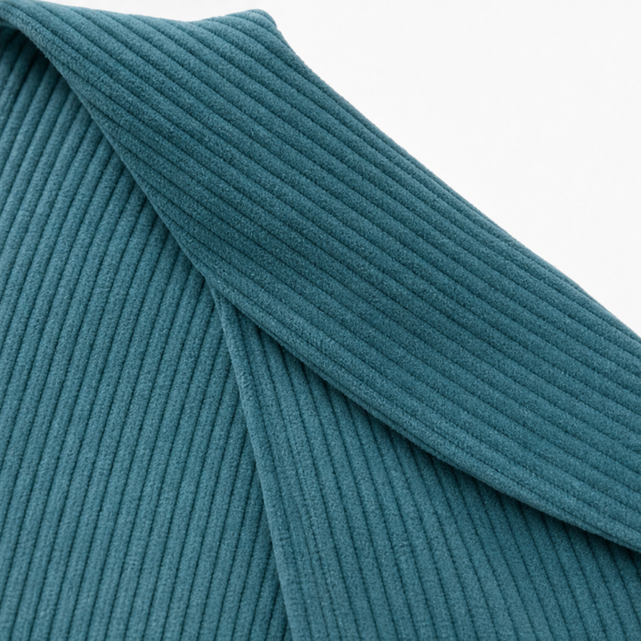 Ribvale – Open-Front Ribbed Corduroy Waist-Tab Jacket
