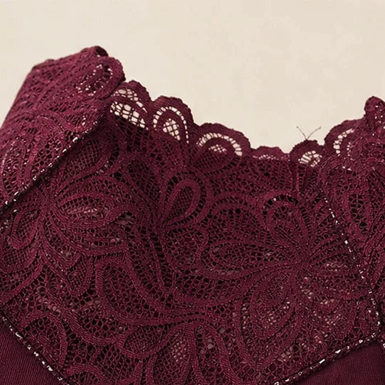 Lunelle – Scalloped Lace Rhinestone Knit Top