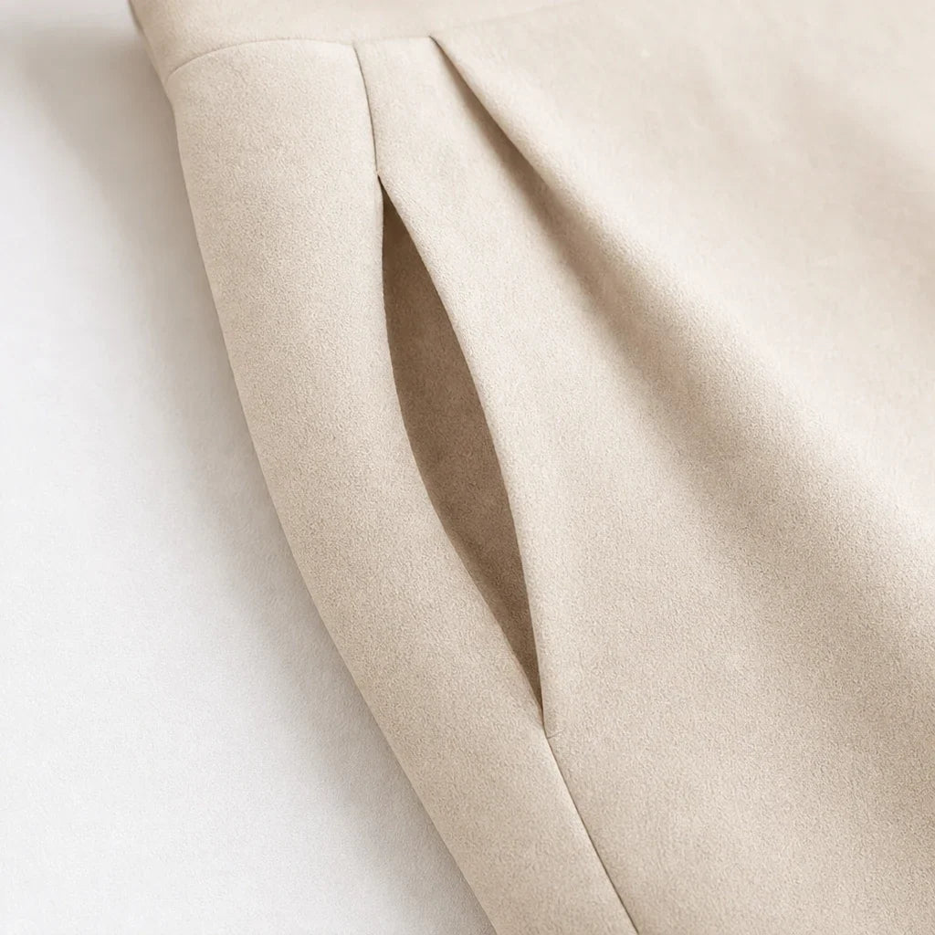 Veloura – Draped-Collar Waist-Tapered Pencil Dress