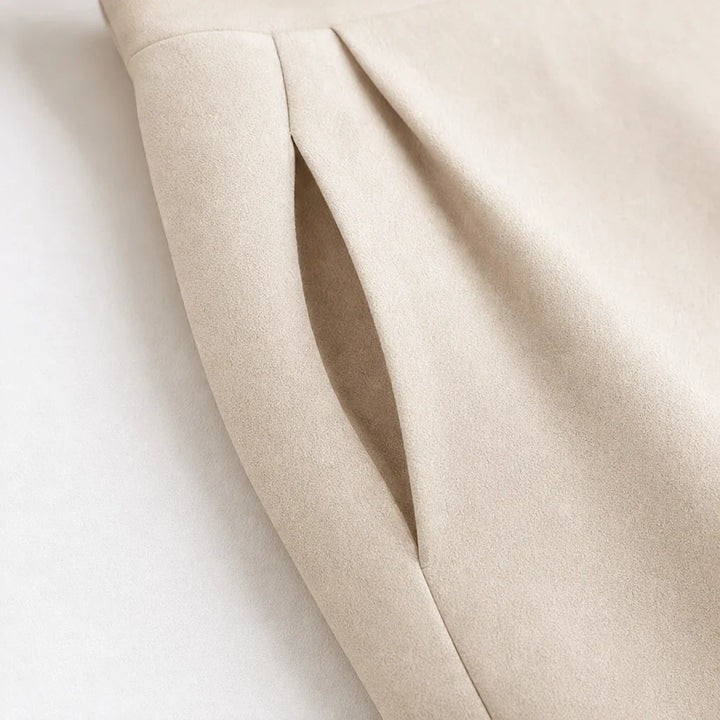 Veloura – Draped-Collar Waist-Tapered Pencil Dress