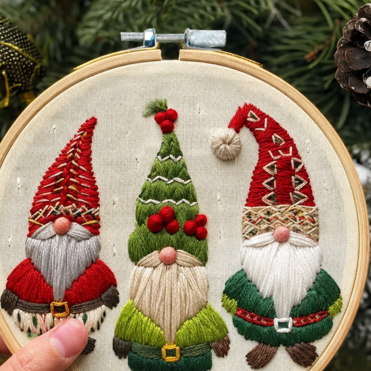 Snowglow – Pre-Printed Snowy Village Embroidery Kit