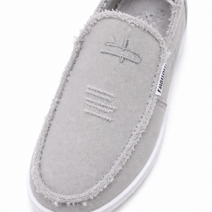 Breeza – Women's Distressed Canvas Slip-On Loafers with Frayed Edges