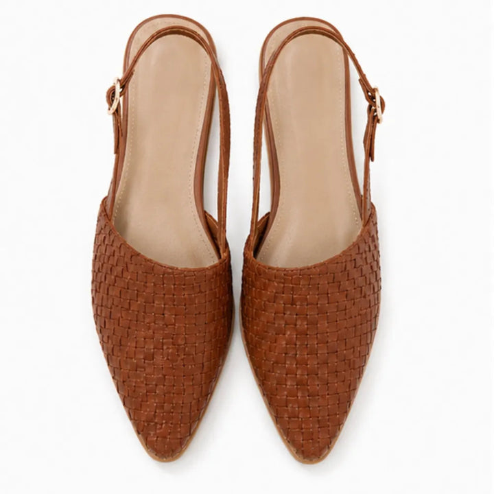 Aurora – Woven Leather-Look Slingback Flats for Women
