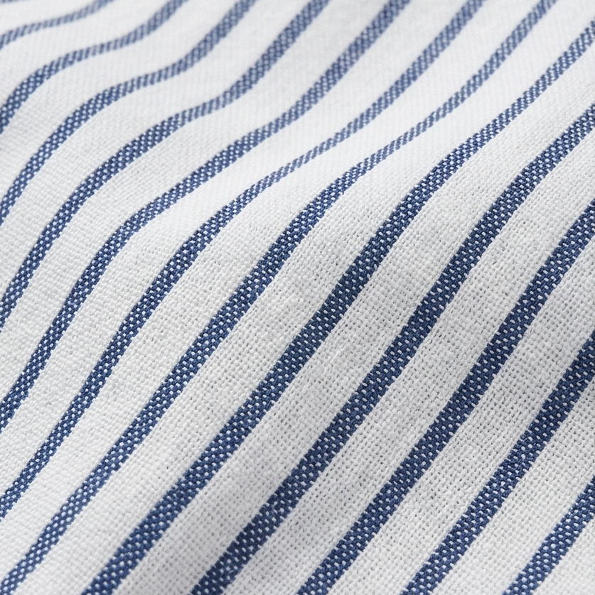 Coastlyn™ – Striped Cotton Pants with Button Trim