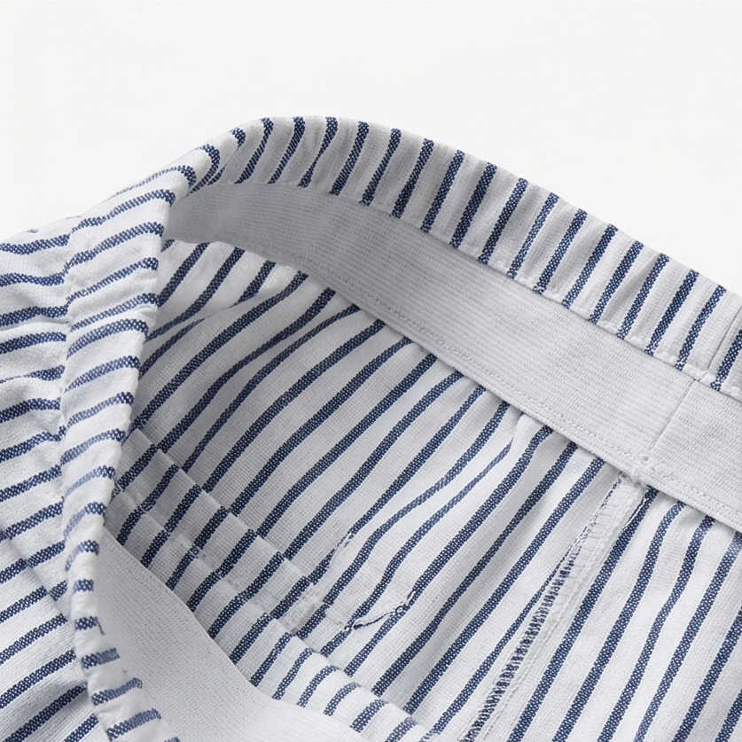 Coastlyn™ – Striped Cotton Pants with Button Trim