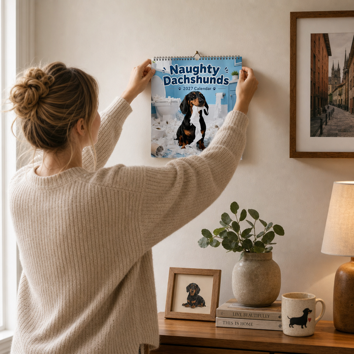 Naughty Dachshunds Dog Wall Calendar