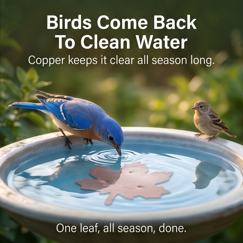 Coppera™ — Copper Leaf Bird Bath Purifier for Algae