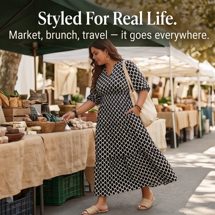 Curvella™ – Boho Maxi Dress with Pockets