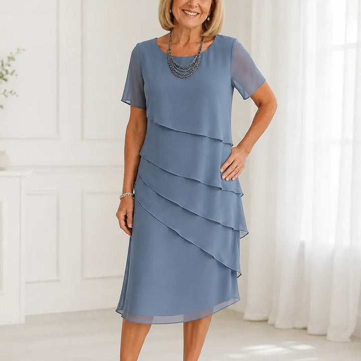 Florenza – Tiered Chiffon-like Midi Dress for Weddings and Events