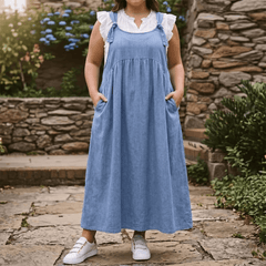 Dalena™ – Relaxed Denim Suspender Dress with Pockets