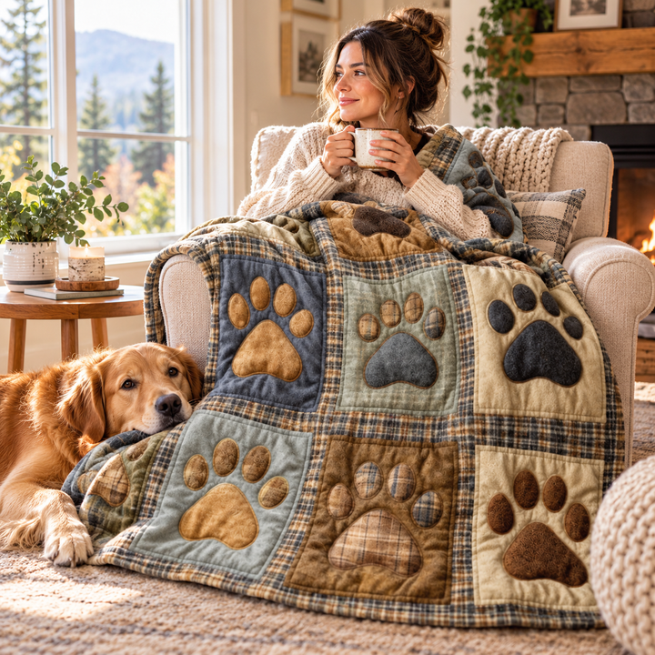 Pawhaven – Paw Print Flannel Throw Blanket