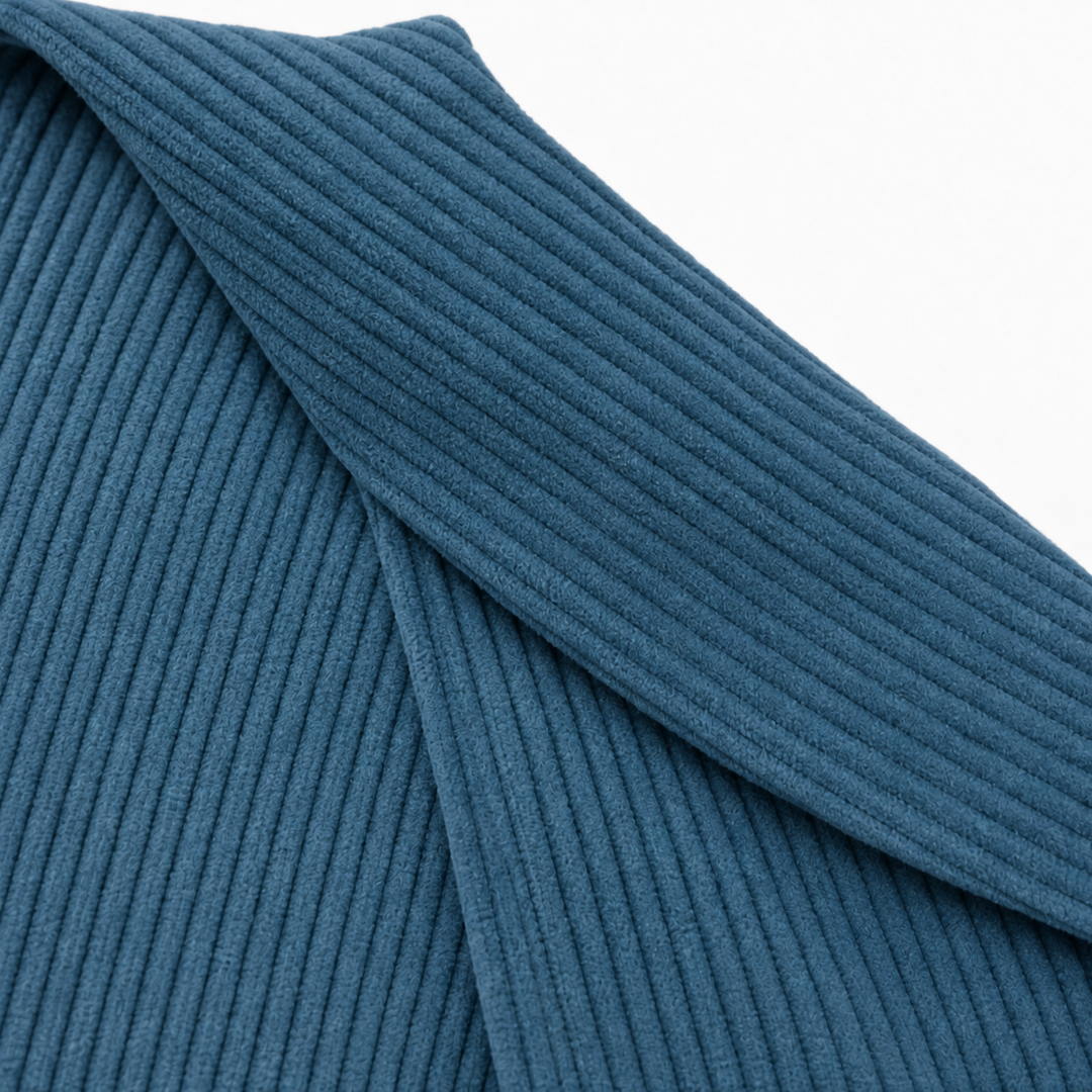 Ribvale – Open-Front Ribbed Corduroy Waist-Tab Jacket