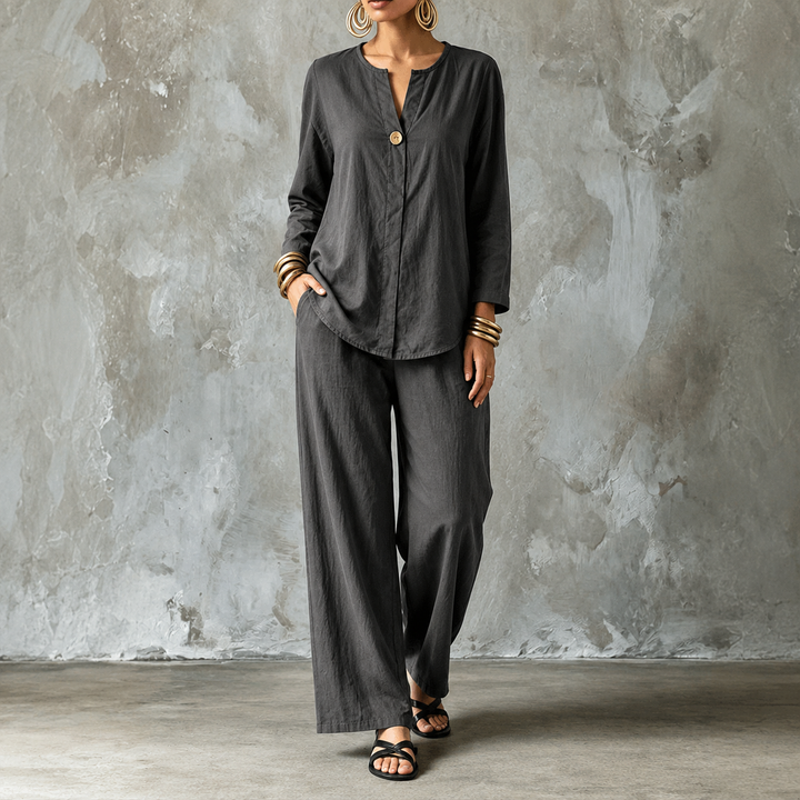 Wearbella – Wide-Leg Pants And Shirt Two-Piece Set